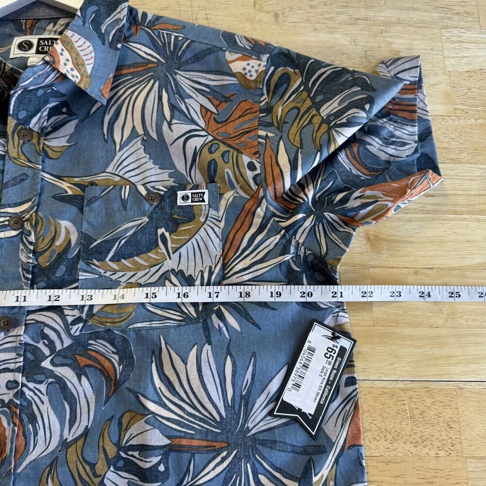 Salty Crew Large Kine Slate S/S Woven Shirt Pocket Reverse Print Marlin Small - Picture 7 of 10